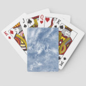 Gemarmerd Blauw Wit Abstract Sky gepersonaliseerd Pokerkaarten (Achterkant)