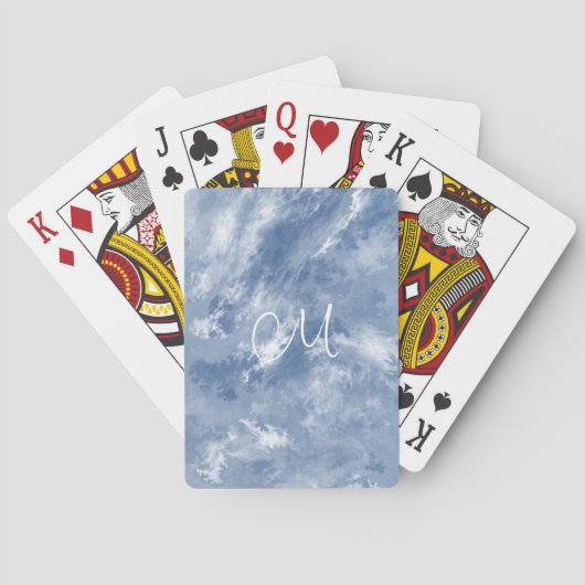 Gemarmerd Blauw Wit Abstract Sky gepersonaliseerd Pokerkaarten (Achterkant)