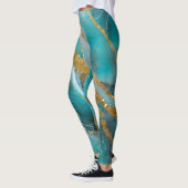 Gemarmerd Blauwgroen Goud Elegant Leggings (Links)