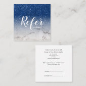Gemarmerd en Blauw Glitter Ombre Glam Chic Aanbevelingskaartje (Voorkant / Achterkant)