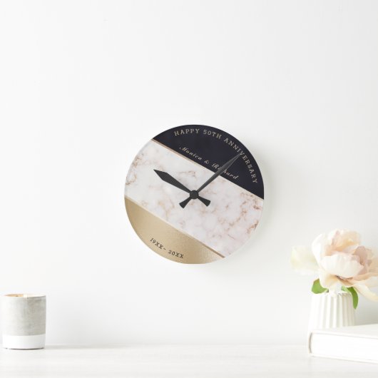 Gemarmerd en glitter ronde klok (Huis)