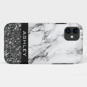 Gemarmerd en zwarte glitters Case-Mate iPhone case (Achterkant (horizontaal))
