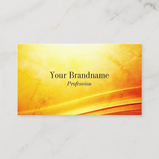 Gemarmerd Geel Sinaasappel Gebogen Decor Logo QR C Visitekaartje (Voorkant)