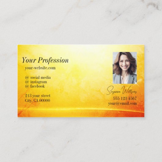 Gemarmerd Geel Sinaasappel Gebogen Decor met Logo Visitekaartje (Achterkant)