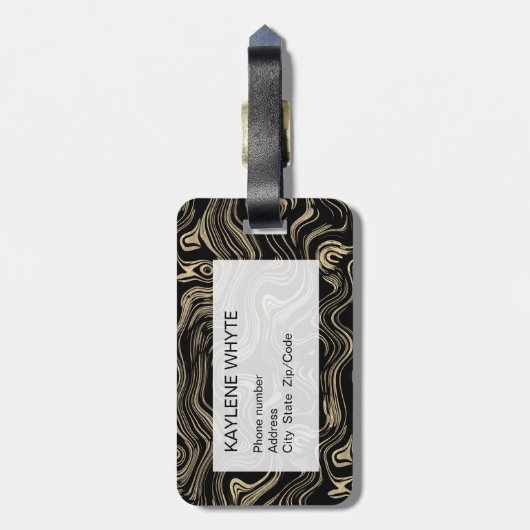 Gemarmerd Gold-Bagagelabel op maat Bagagelabel (Achterkant verticaal)