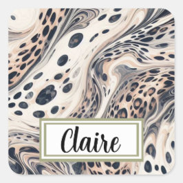 Gemarmerd luipaardpatroon gepersonaliseerd vierkante sticker