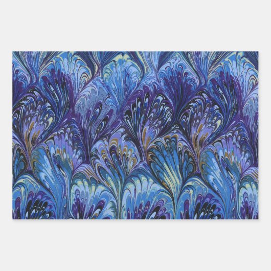 GEMARMERD PAPIER, ABSTRACT ROZE BLAUW GEEL PATROON INPAKPAPIER VEL (Voorkant 3)