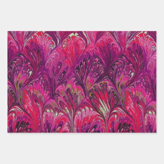 GEMARMERD PAPIER, ABSTRACT ROZE BLAUW GEEL PATROON INPAKPAPIER VEL (Voorkant)