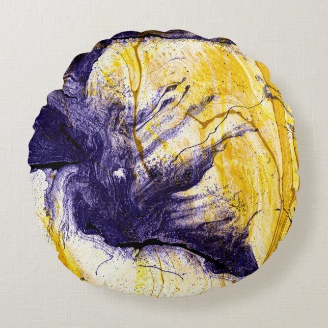 Gemarmerd papier: heldere acryl kunst rond kussen (Voorkant)