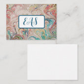 gemarmerd papier notitiekaarten met monogram notitiekaartje (Voorkant / Achterkant)