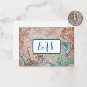 gemarmerd papier notitiekaarten met monogram notitiekaartje (Voorkant / Achterkant in situ)