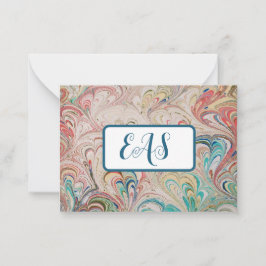 gemarmerd papier notitiekaarten met monogram notitiekaartje