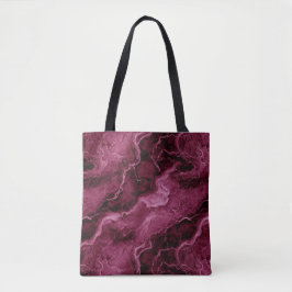 Gemarmerd patroon in donkere magenta en roze tote bag