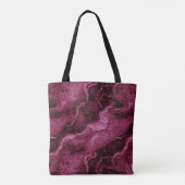 Gemarmerd patroon in donkere magenta en roze tote bag (Achterkant)