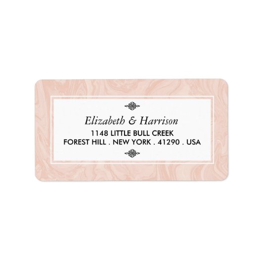Gemarmerd Roos Elegant Vintage Wedding Etiket (Voorkant)