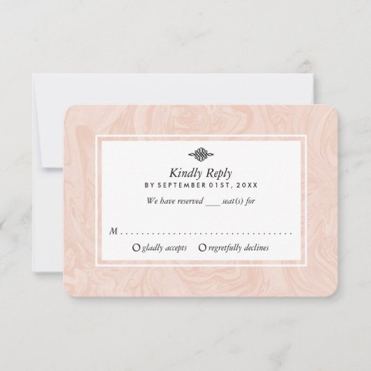 Gemarmerd Roos Elegant Vintage Wedding RSVP Kaartje (Voorkant)