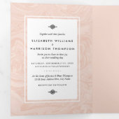 Gemarmerd Roos Elegant Vintage Wedding Suite Drieluik Uitnodiging (Binnenzijde eerst)