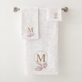Gemarmerd Roos & Gold LetterMonogrammen Bad Handdoek