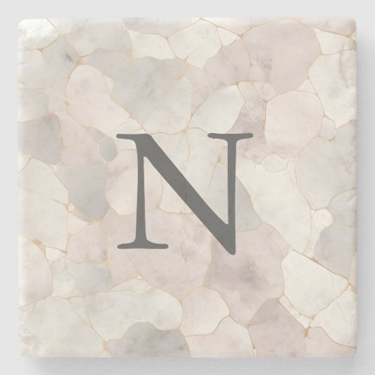 Gemarmerd Roze Grijs Wit Goud Marmer Stenen Onderzetter (Voorkant)