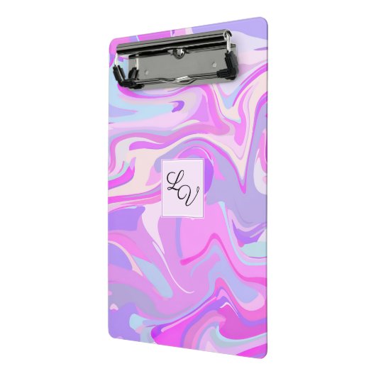 Gemarmerd Roze Paars Turquoise Mini Klembord (Angled2)
