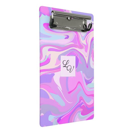 Gemarmerd Roze Paars Turquoise Mini Klembord (Schuin)