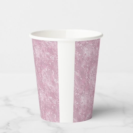 Gemarmerd Silk Moire Patroon in Dusty Pink Papieren Bekers (Links)