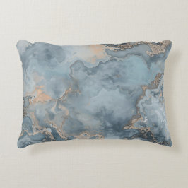 Gemarmerd Stof Blauw Grijs Beige Modern Accent Kussen