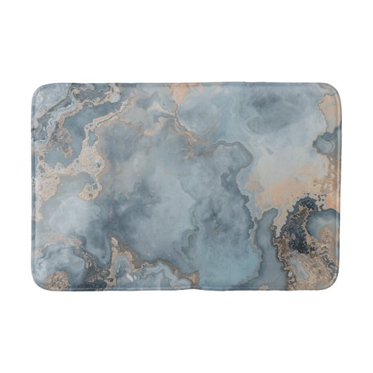 Gemarmerd Stof Blauw Grijs Beige Modern Badmat (Voorkant)