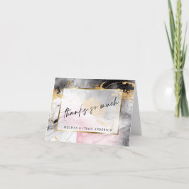 Gemarmerd stoffig Roos Zwart Goud Abstract Bedankkaart