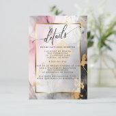 Gemarmerd stoffig Roos Zwart Goud Abstract Informatiekaartje (Staand voorkant)