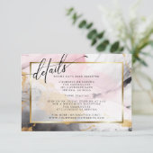 Gemarmerd stoffig Roos Zwart Goud Abstract Informatiekaartje (Staand voorkant)