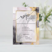 Gemarmerd stoffig Roos Zwart Goud Abstract RSVP Kaartje (Staand voorkant)