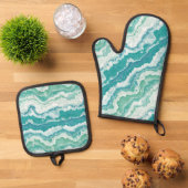 gemarmerd zee schuim : ovenwant & pannenlap set (Top down)