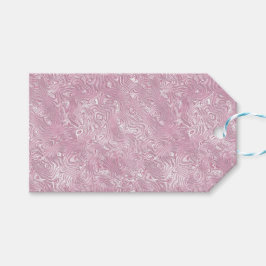 Gemarmerd Zijde Moire Patroon in Stof Roze Cadeaulabel