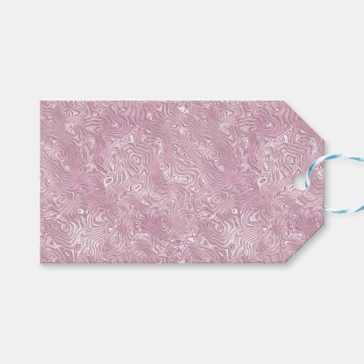 Gemarmerd Zijde Moire Patroon in Stof Roze Cadeaulabel (Voorkant (Horizontaal))