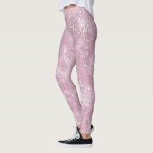 Gemarmerd Zijde Moire Patroon in Stof Roze Leggings (Links)