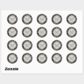 Gemarmerd zwart en geel ronde sticker (Vel)