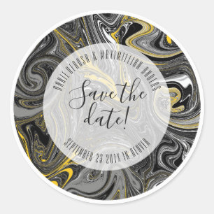 Gemarmerd zwart en geel ronde sticker