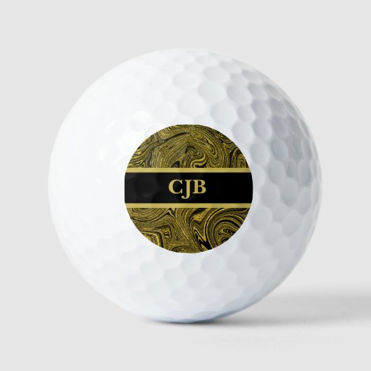 Gemarmerd zwart goud golfballen (Voorkant)