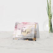 Gemarmerd zwart goud Roos roze Bedankkaart (Voorkant)