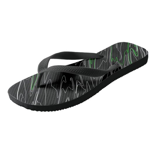Gemarmerd zwart groen teenslippers (Schuin)