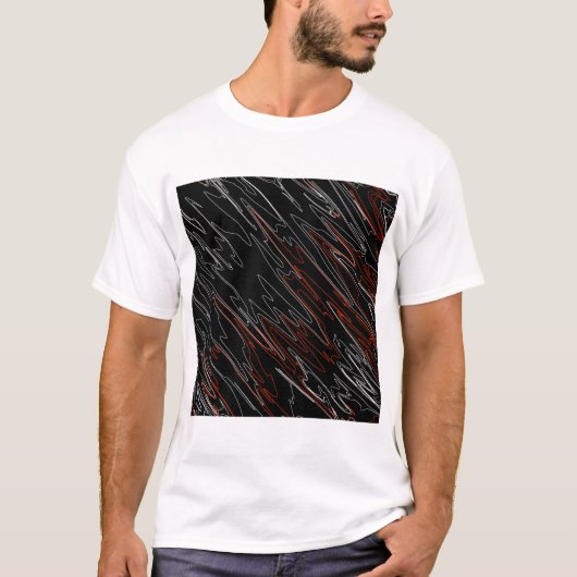 Gemarmerd zwart rood t-shirt (Voorkant)