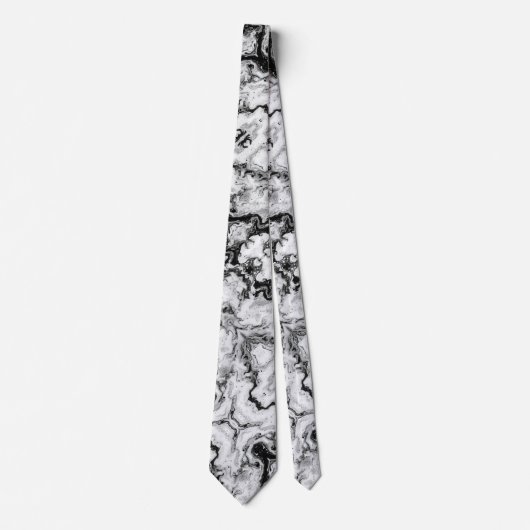 Gemarmerd Zwart Wit Modern Abstract Stropdas (Voorkant)