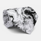 Gemarmerd Zwart Wit Modern Abstract Stropdas (Opgerold)