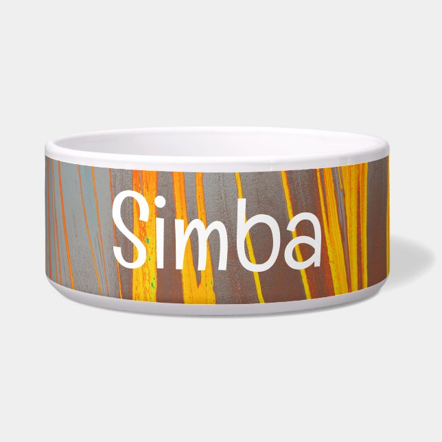 Gemarmerde Abstracte Pet Bowl met SIMBA-tekst Voerbakje (Voorkant)