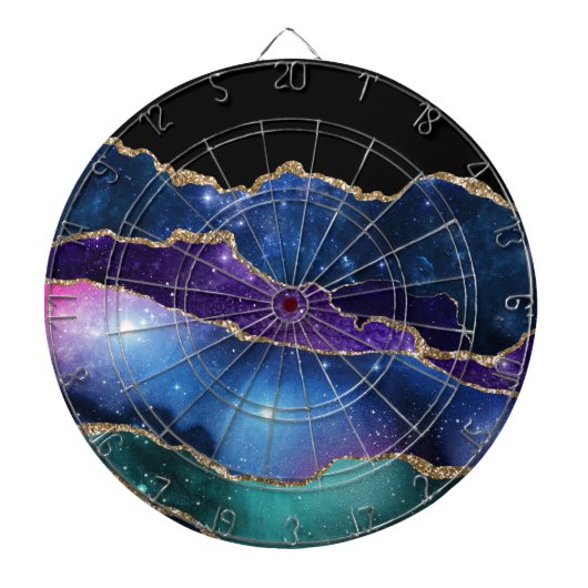 Gemarmerde Agaat Steen Galaxy Glitterende Schitter Dartbord (Voorkant)