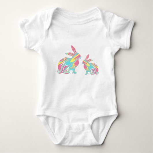 Gemarmerde Baby Bunny Baby Bodysuit (Voorkant)