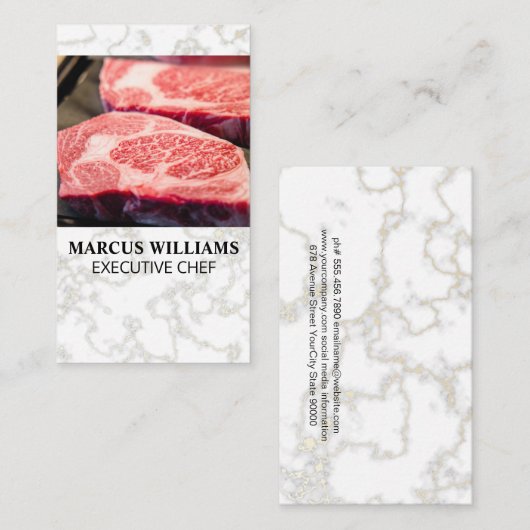gemarmerde biefstuk | restaurant visitekaartje (Voorkant / Achterkant)