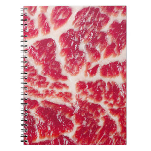 Gemarmerde biefstuk textuur close-up notitieboek