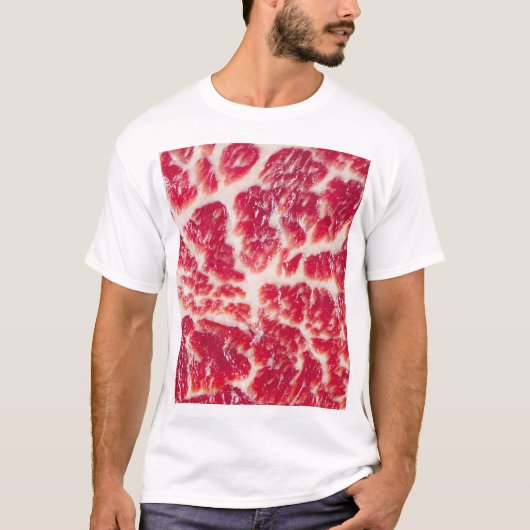 Gemarmerde biefstuk textuur close-up t-shirt (Voorkant)